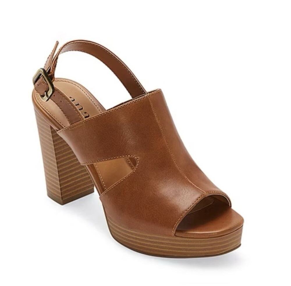 a.n.a Jayden Cognac Brown Platform Heeled Sandals Heels Boho Festival Size 8